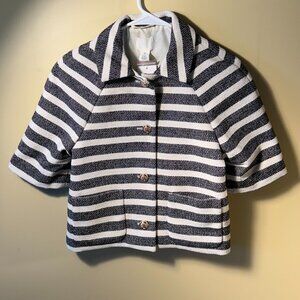H&M Grey and White striped Blazer with Gold buttons